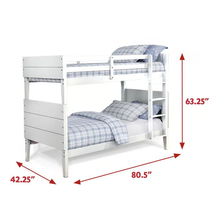 Twin over Twin White Bunk Bed